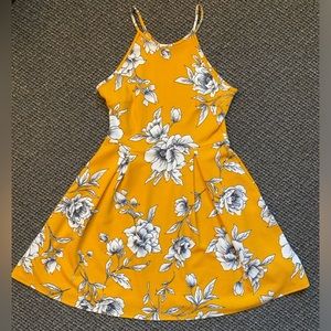 Yellow floral print dress